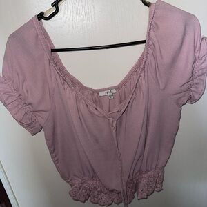 Iris Pink Puff Sleeve Ruched Blouse